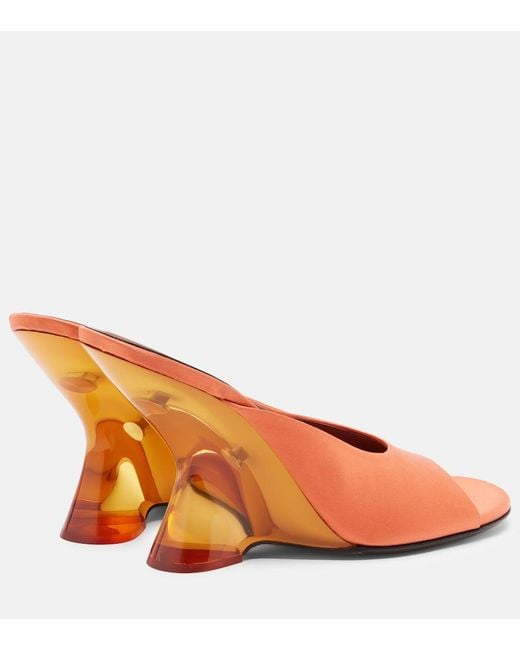 Dries Van Noten Brown Satin Wedge Mules