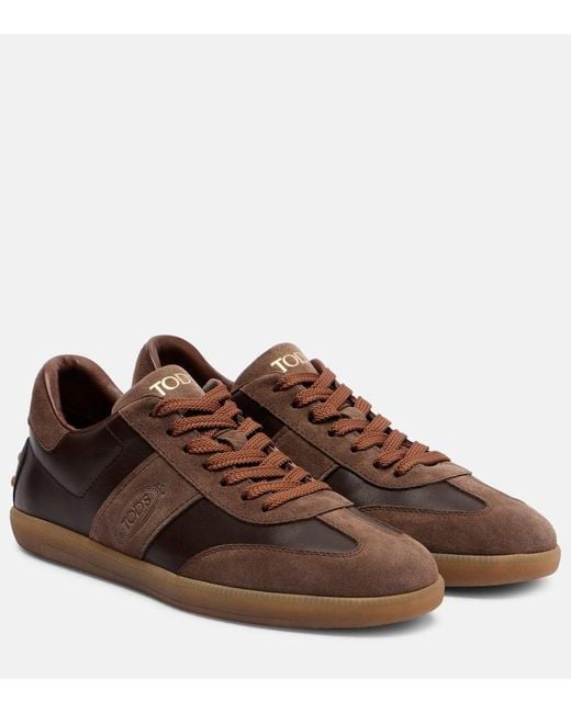 Tod's Brown Tabs Suede And Leather Sneakers