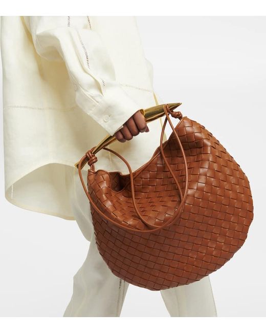 Bottega Veneta Brown Sardine Intrecciato Large Leather Shoulder Bag