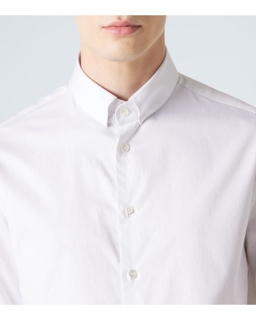 Giorgio Armani White Archivio Pinstripe Cotton Shirt for men