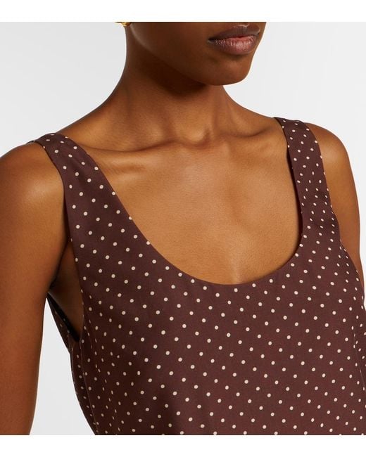 Posse Brown Evie Belted Polka-Dot Minidress