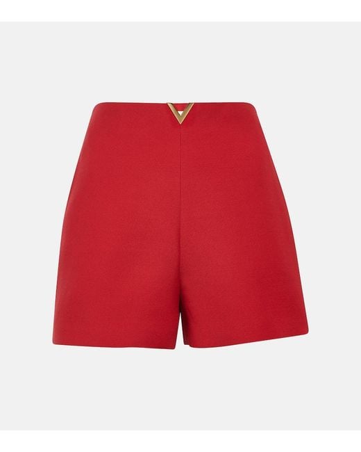 Valentino Red High-Rise Shorts aus Crepe Couture