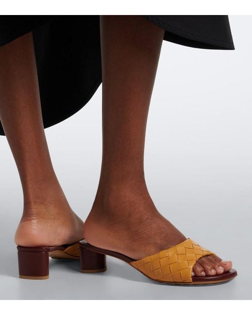 Bottega Veneta Brown Parco Intrecciato Leather Mules