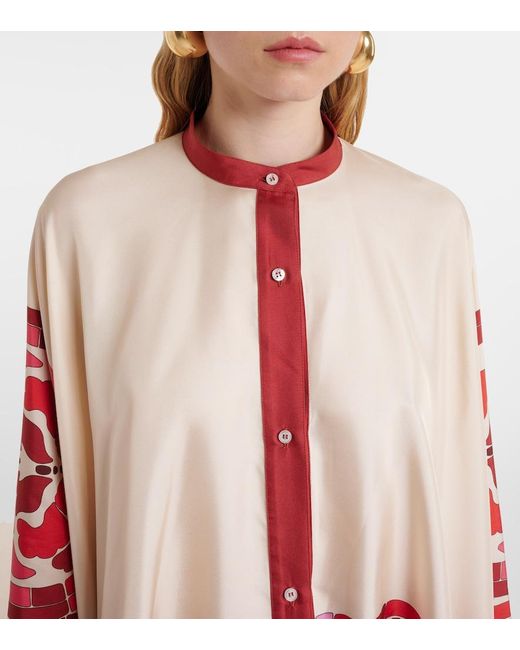 LaDoubleJ Red Foulard Printed Silk Twill Shirt