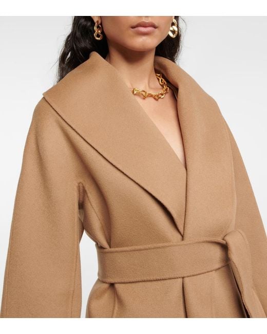 Max Mara Brown Messi Belted Virgin-Wool Coat
