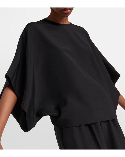 FFORME Black Tenley Draped Silk Top
