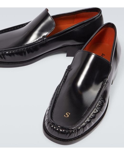 Acne Black Leather Loafers for men