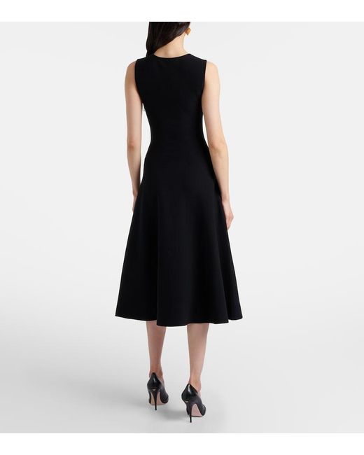 Oscar de la Renta Black Embellished Jacquard Midi Dress