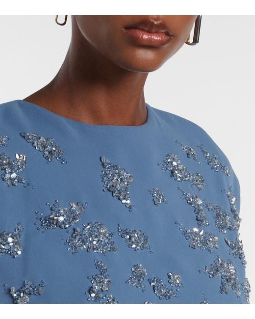 Marmar Halim Blue Robe Mit Kristallen