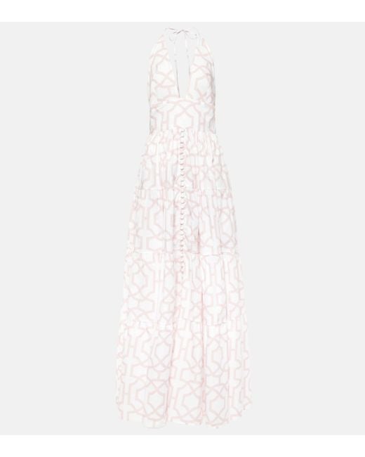 Alexandra Miro White Celeste Printed Cotton Maxi Dress