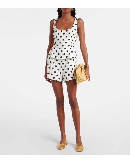 Posse White Rosalie Polka-Dot Linen Top