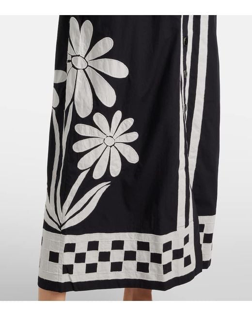 Farm Rio Black Nature Printed Cotton Maxi Dress