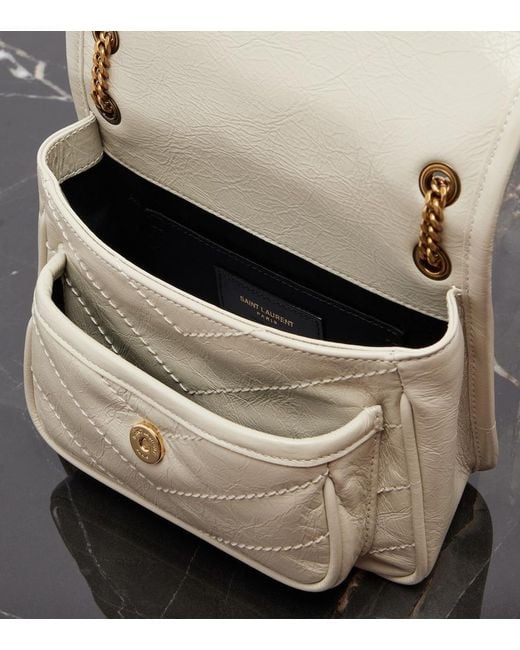 Saint Laurent Natural Niki Cassandre Mini Leather Shoulder Bag