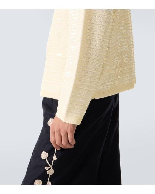 Bode Natural Sequin Spotlight Embellished Wool Cardigan for men
