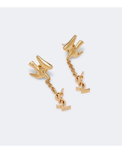 Saint Laurent Metallic Cassandre Brass Earrings