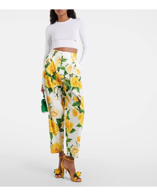 Dolce & Gabbana White Cropped-Top Aus Einem Seidengemisch