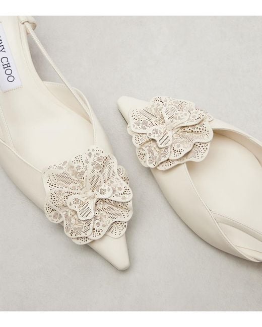 Jimmy Choo White Mimmi 50 Leather Slingback Pumps