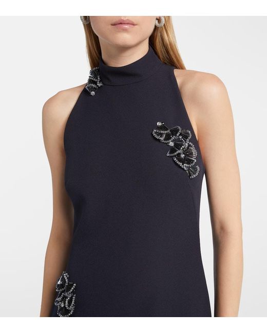 Safiyaa Blue Verzierte Robe Priscilla Aus Crepe