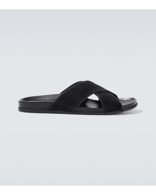 Manolo Blahnik Black Chiltern Suede Slides for men