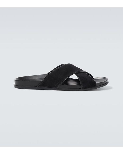 Manolo Blahnik Black Chiltern Suede Slides for men