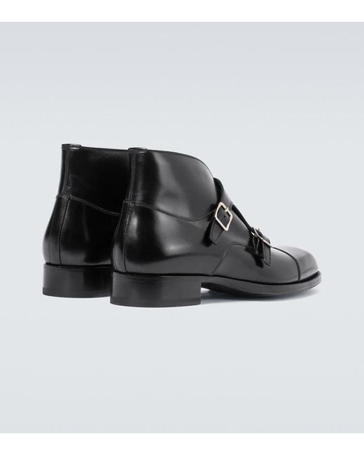 Tom Ford Black Sutherland Double Monk Strap Shoes for men