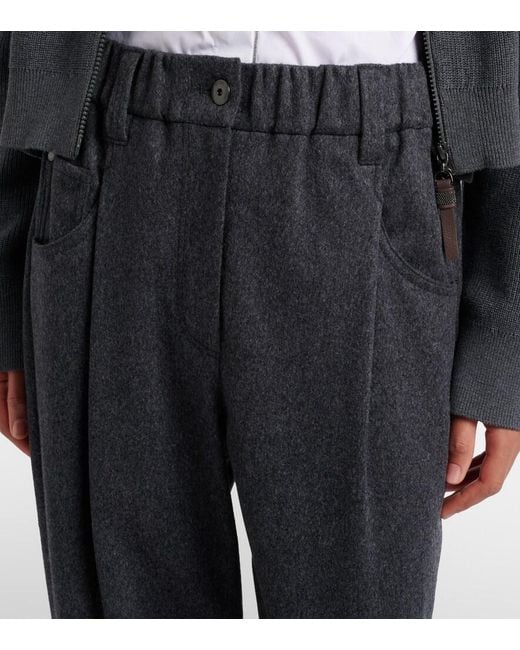 Brunello Cucinelli Blue Wool Straight Pants