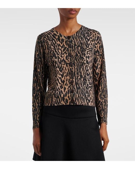 Rixo Black Bedruckter Cardigan Peony Aus Wolle