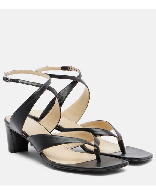 Lemaire Metallic Leather Slingback Thong Sandals