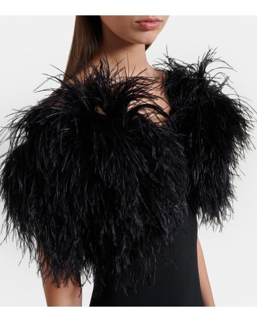David Koma Black Feather-Trimmed Cocktail Dress