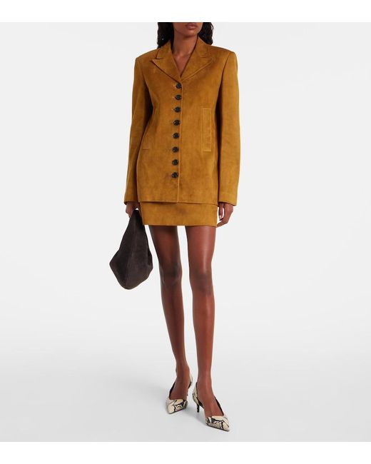 Khaite Natural Jett Suede Miniskirt