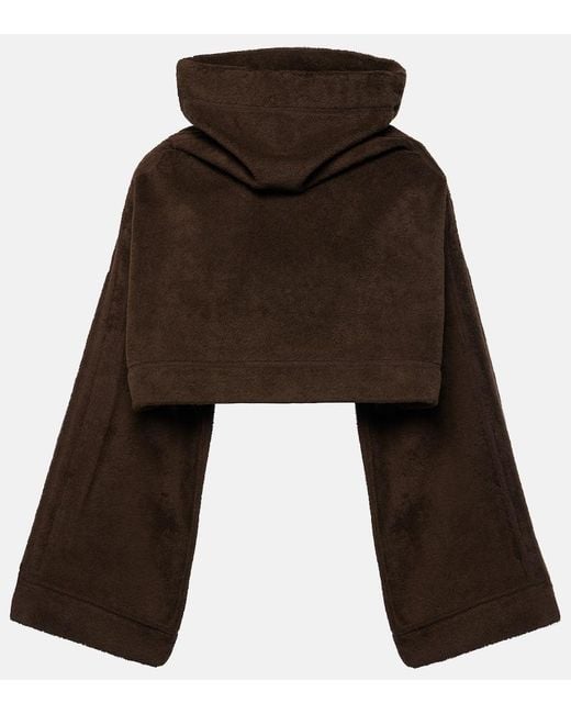 Alaïa Brown Cropped Cotton Terry Hoodie