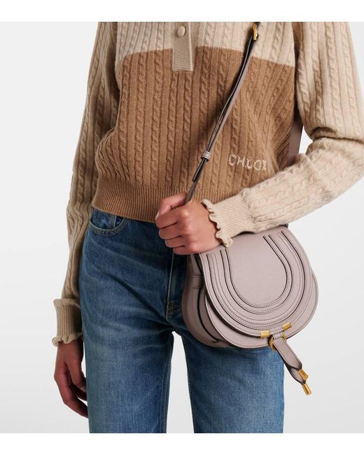 Chloé Gray Marcie Small Leather Crossbody Bag