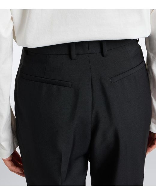 Jil Sander Black Pleated Wool And Mohair Straight Pants