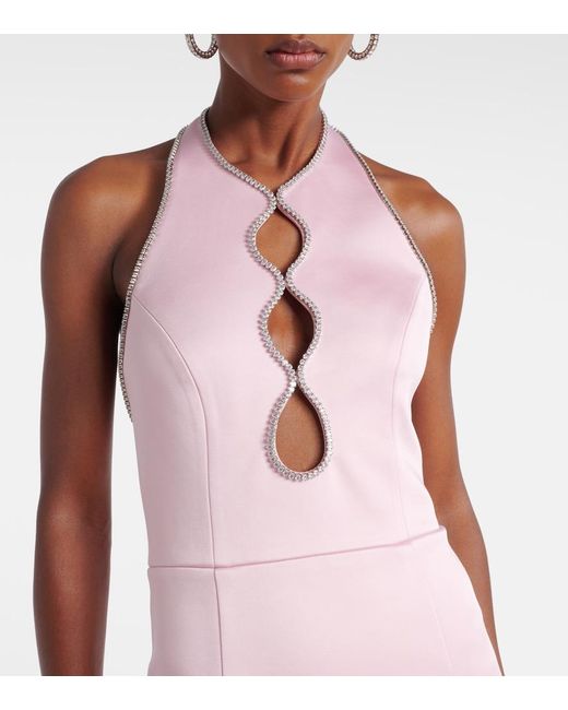 Rebecca Vallance Pink Akari Cutout Halterneck Satin Gown