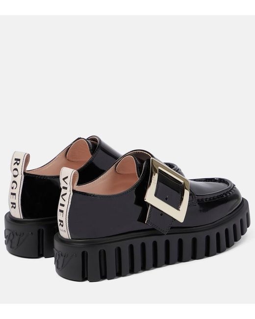 Roger Vivier Black Viv' Go-Thick Patent Leather Platform Loafers