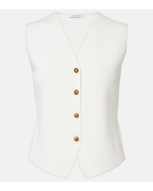 Max Mara White Knitted Crepe Vest