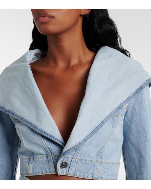 Alaïa Blue Cropped Denim Jacket