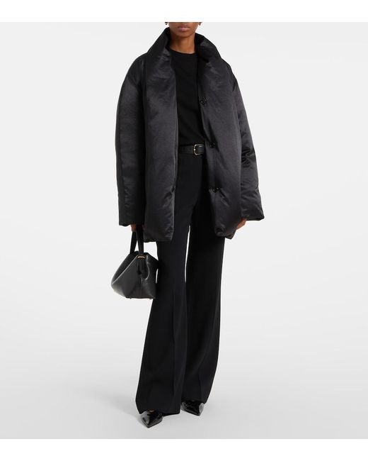 Totême Black Satin Puffer Jacket
