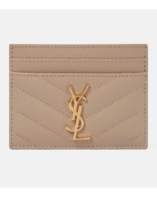 Saint Laurent Natural Monogram Leather Card Holder