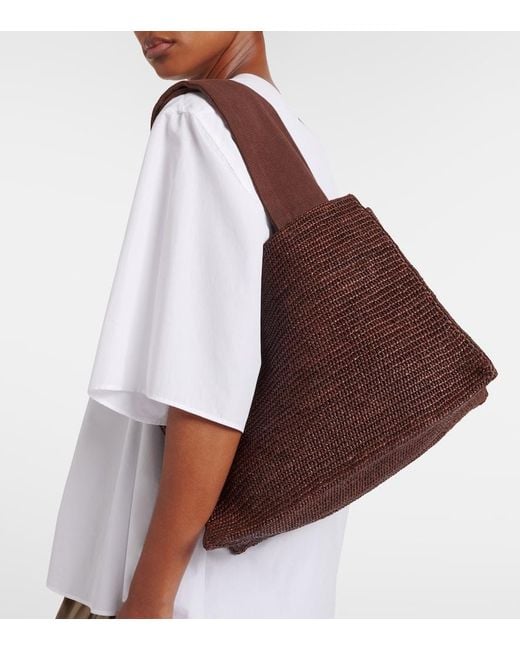 The Row Brown Loretta Raffia Tote Bag