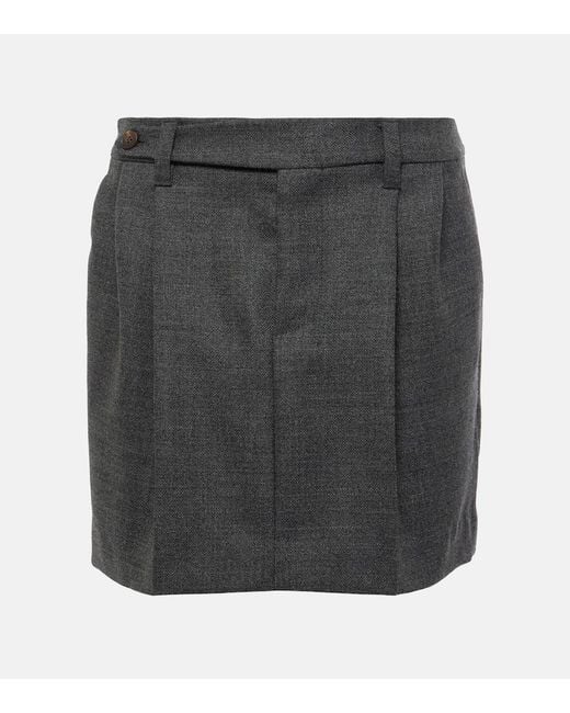 Brunello Cucinelli Black Pleated Virgin Wool Miniskirt