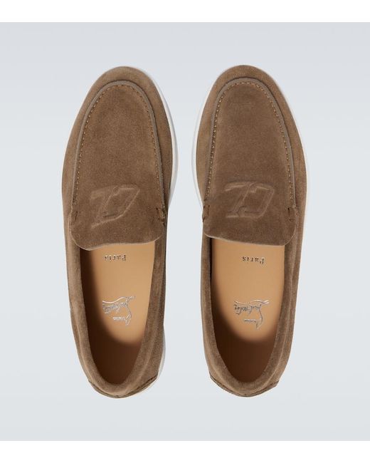 Christian Louboutin Slip-Ons Varsiboat Aus Veloursleder in Brown für Herren