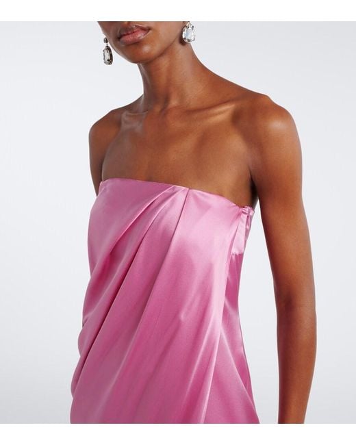 The Sei Pink Draped Strapless Silk Satin Gown