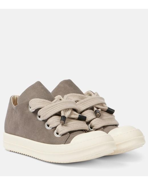 Rick Owens Natural Jumbolace Canvas High-Top Sneakers