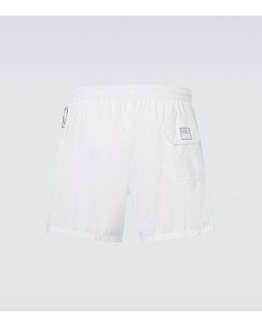 Fedeli White Madeira Swim Trunks for men