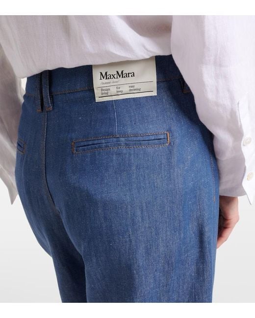 Max Mara Blue Weite Hose Dante Aus Twill