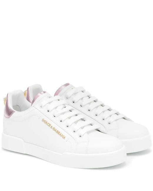 Dolce & Gabbana White Sneakers Portofino aus Leder
