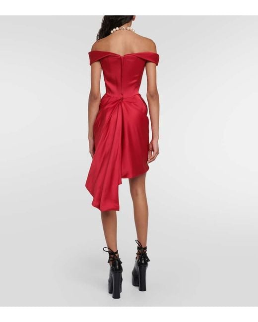 【Vivienne Westwood】Nova Cora レッド サテン ミニドレス Nova Cora crêpe satin minidress in red - Vivienne Westwood