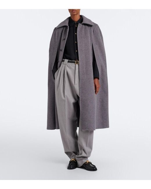 Bottega Veneta Gray Intrecciato Wool And Cashmere Cape