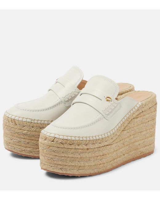 Gianvito Rossi White Leather Espadrille Wedges